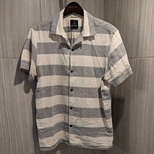 Prana Short Sleeve "Camper" Shirt - White & Grey Striped